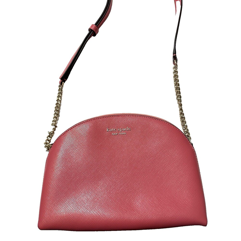 Kate Spade Bag Womens Spencer Dome Crossbody Pink Double Zip up Saffiano Leather